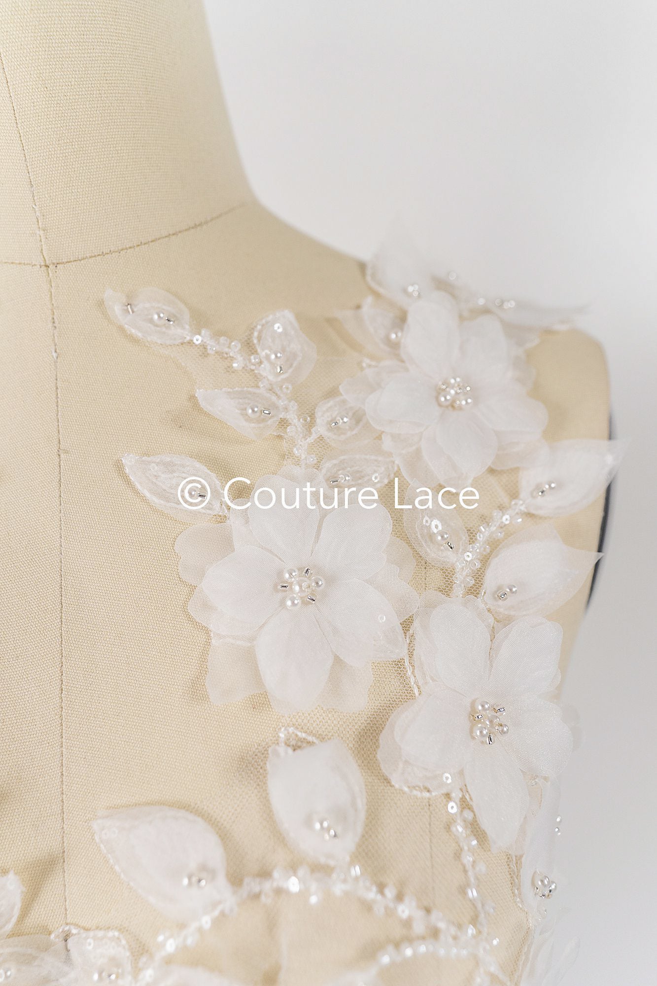 3D flower pearl appliqués for wedding dresses/ bridal lace pearl motifs // A25-481