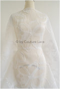 Transparent Bridal Jacquard with large Floral Pattern – Off-White // R-043