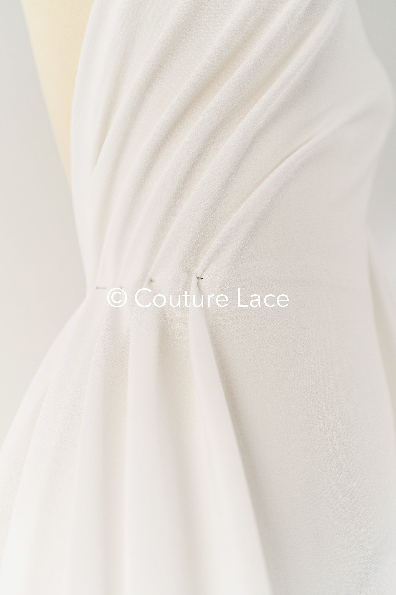Heavy off-white stretch crepe fabric for wedding dresses – High-quality elastic fabric for creative wedding designs | Ideal for bridal wear &amp; customization // R-195 (copy)