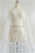 Soft embroidered bridal lace fabric, high-quality lace fabric for wedding dresses // L25-427