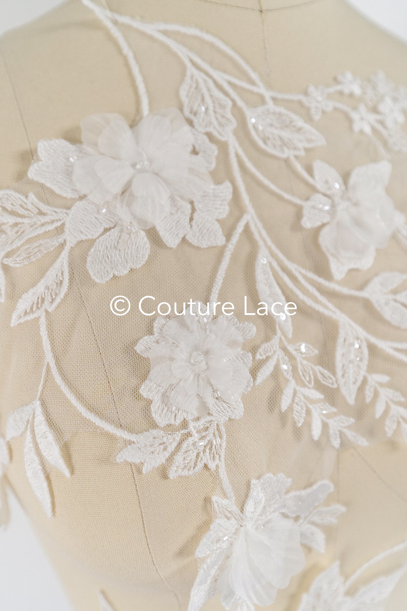 3D flower appliqués for wedding dresses/ wedding dress lace flowers // A25-475