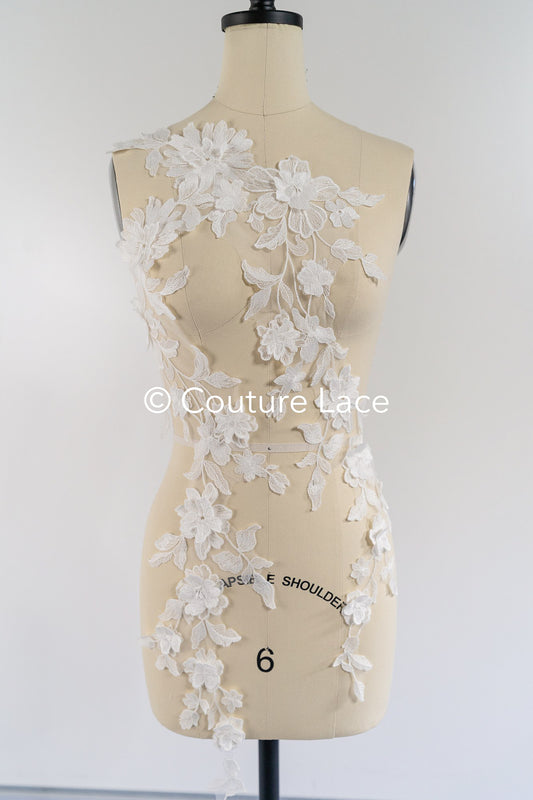 Romantic 3D flower appliqués for wedding dresses/ bridal lace flowers // A25-476