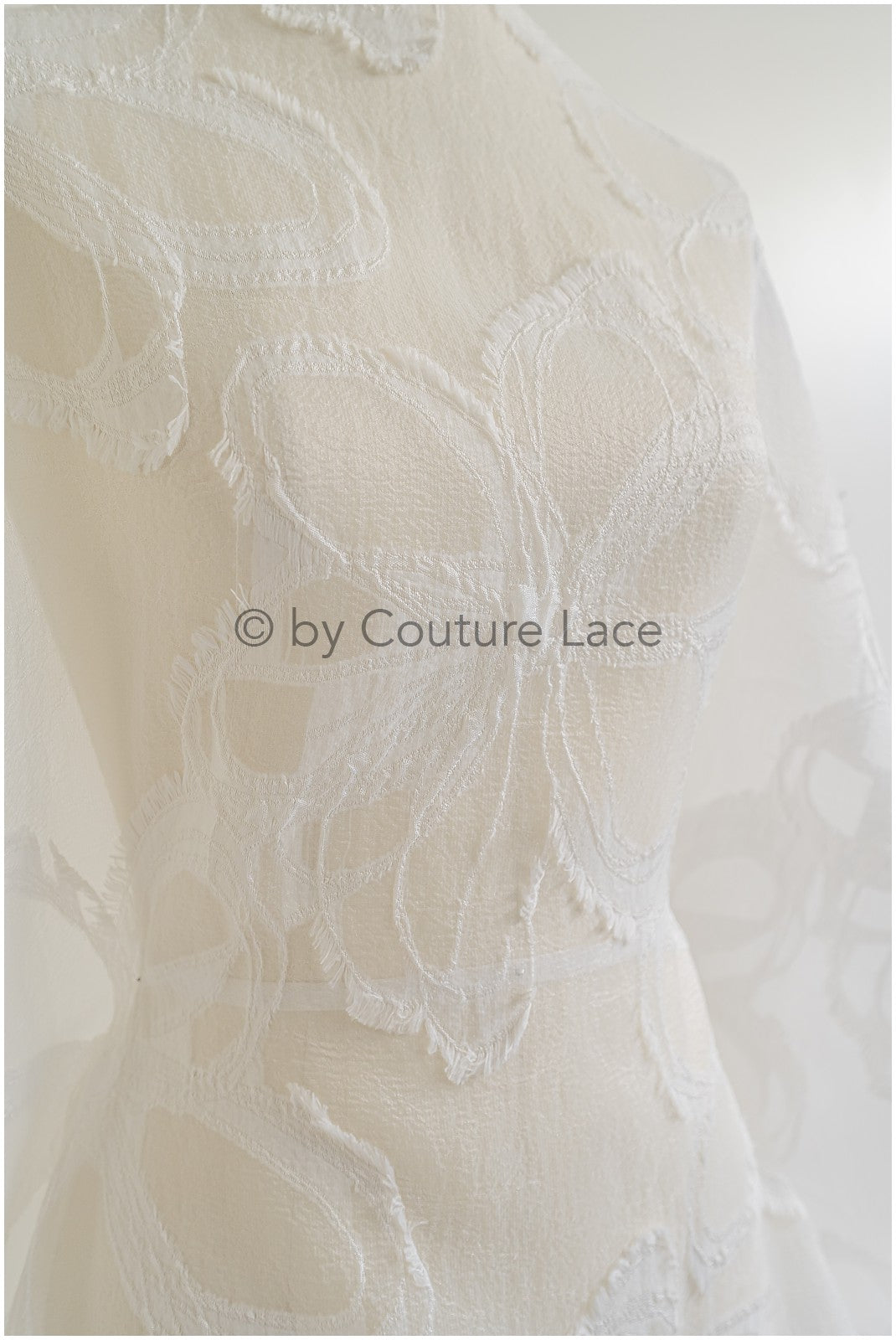 Transparent Bridal Jacquard with large Floral Pattern – Off-White // R-043