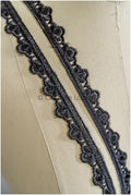 Brautspitze Borte Schwarz/ Spitzenborte schwarz/ Braut Borte/ Spitzenborte für Abendkleid// T24-156