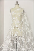 Perlen Spitzenstoff mit 3D-Blumen Off-White/ Couture Spitzenstoff/ Braut Spitzenstoff/ Perlen Spitze// L23-171A