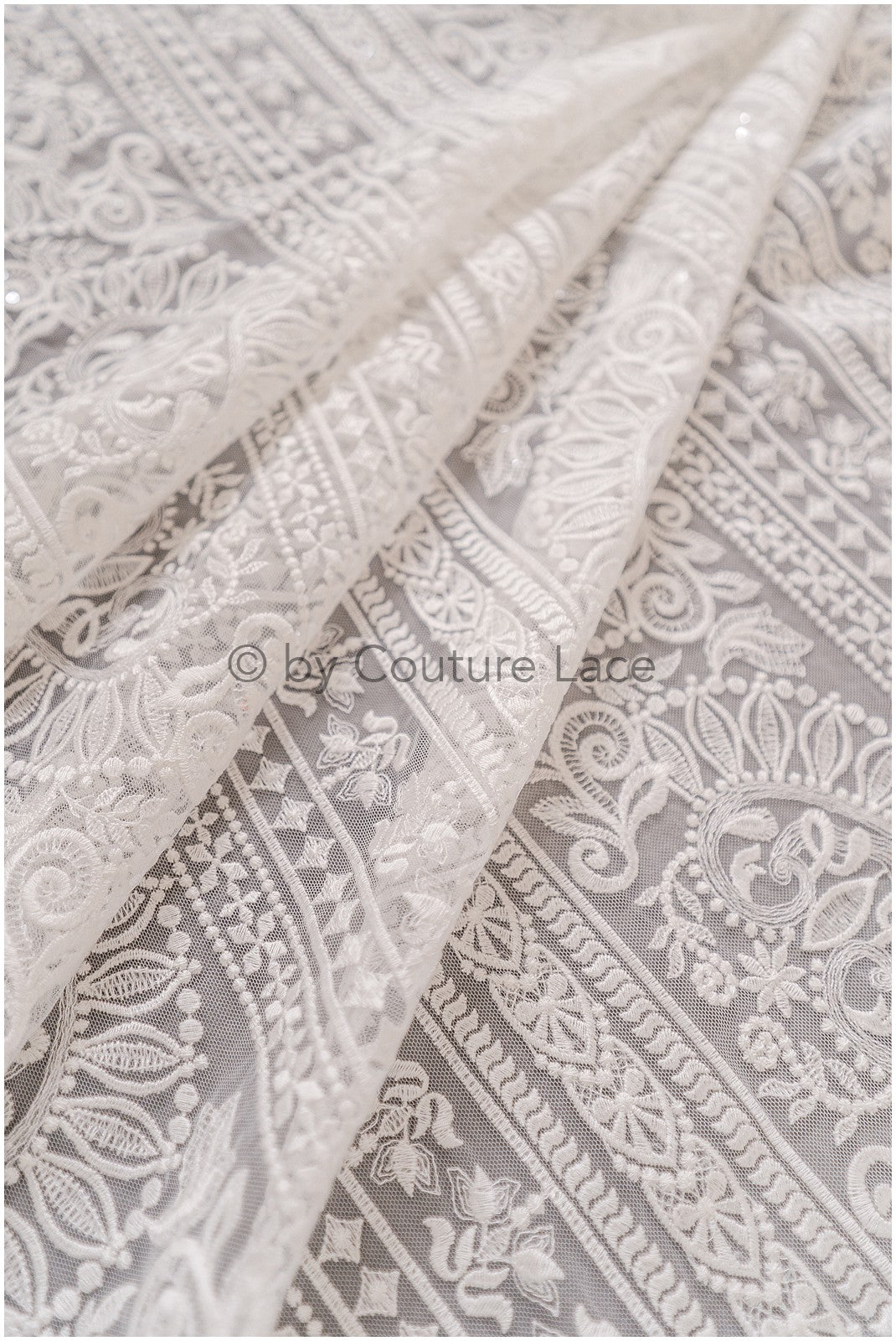 L19-011 // Tela de encaje francés de diseñador para vestido de novia, encaje francés, encaje de algodón con remates, encaje para vestido de novia con diseño a rayas