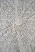 Boho lace fabric, wavy lace fabric for wedding dresses, embellished bridal lace fabric with flowers and leaves, dot and line lace// L20-342