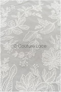 Romantic floral lace fabric for wedding dress, leaf lace, bridal couture lace fabric, floral lace with sequins// L21-406