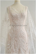 Couture-Spitzenstoff mit Perlen/ floraler Spitzenstoff mit Perlen/ perlenbesetzter Blumen-Spitzenstoff/ L22-506