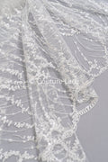 Elegant wave-dot lace with sequins for a glamorous wedding dress // L25-105S