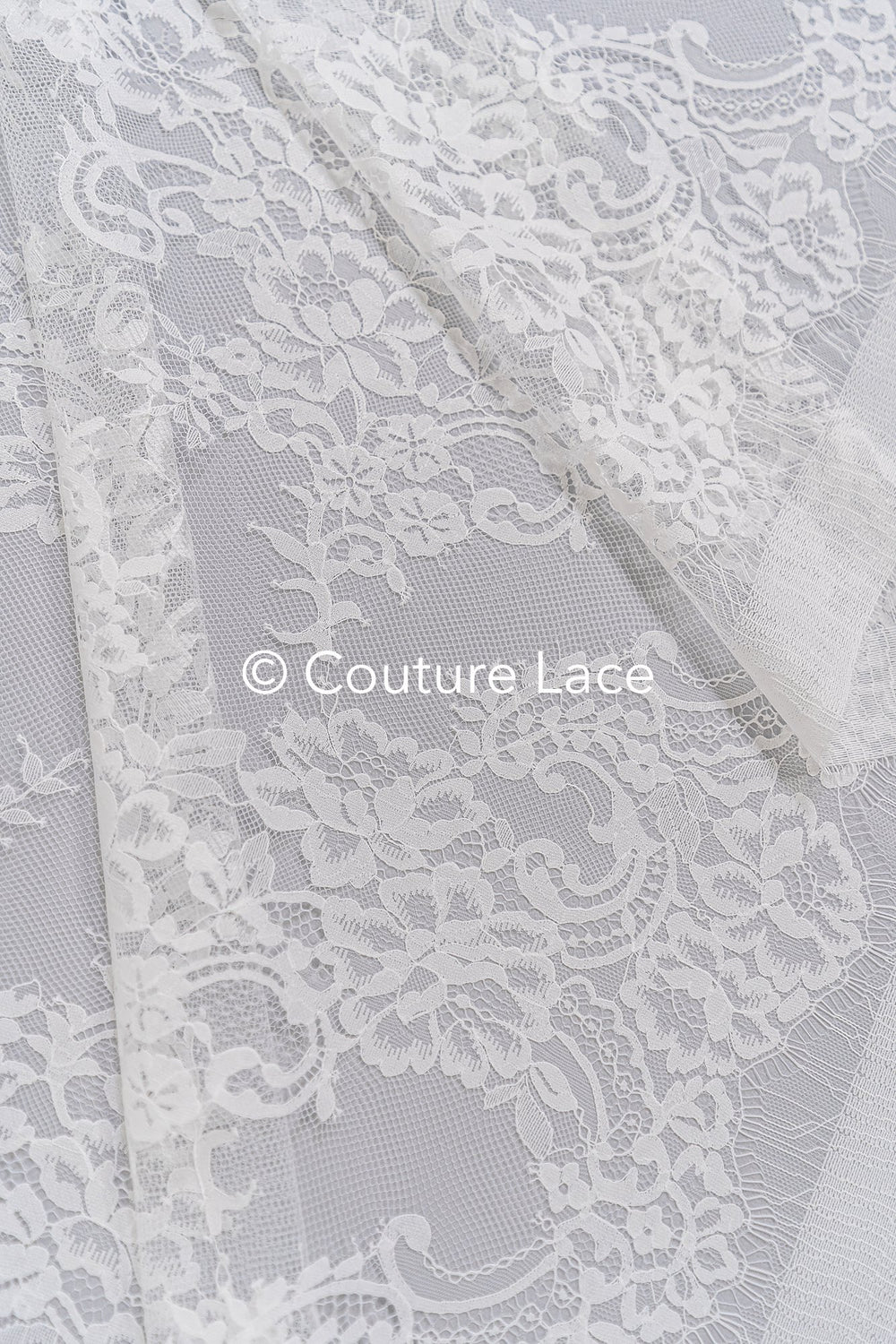 3 mètres de dentelle florale française / Dentelle florale française pour mariée // L25-752