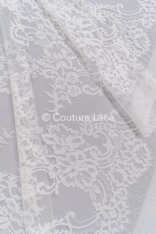 3 mètres de dentelle florale française / Dentelle florale française pour mariée // L25-752