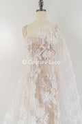 Exquisite floral lace for wedding dresses, luxury bridal lace with 3D flowers // L25-833