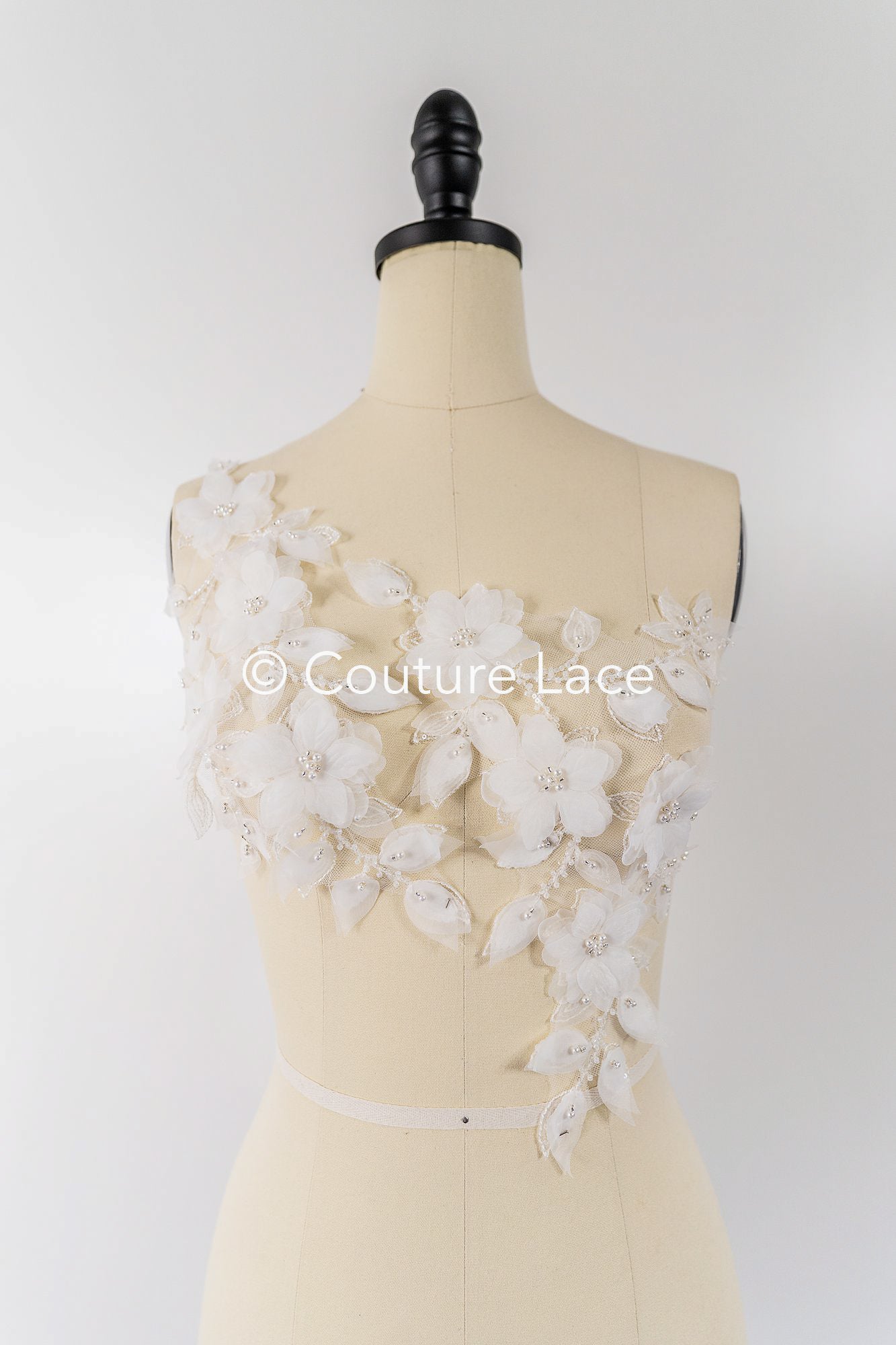 3D flower pearl appliqués for wedding dresses/ bridal lace pearl motifs // A25-481