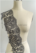 Brautspitze Borte Schwarz/ Spitzenborte schwarz/ Braut Borte/ Spitzenborte für Abendkleid// T24-222