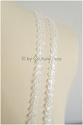 Brautspitze Borte mit Perlen & Pailletten/ Spitzenborte off-white / Braut Borte/ Spitzenborte für Brautkleid// T24-229