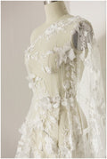 Perlen Spitzenstoff mit 3D-Blumen Off-White/ Couture Spitzenstoff/ Braut Spitzenstoff/ Perlen Spitze// L23-171A