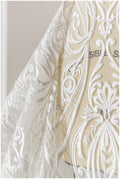 schwerer bestickter Braut-Spitzenstoff, Brautkleid-Stoff, Hochzeitskleid-Tüll, Blumenspitze, schnurgebundener Spitzenstoff// L17-180