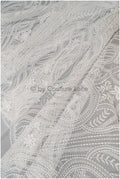 Boho lace fabric, wavy lace fabric for wedding dresses, embellished bridal lace fabric with flowers and leaves, dot and line lace// L20-342