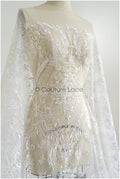 Soft embroidered bridal lace fabric, high-quality lace fabric for wedding dresses // L25-427