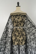 Abendkleid Spitze Stoff/ schwarze Spitze/ florale Abendkleider Spitze/ schwarze Couture Spitze// L25-007BLK