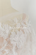 Exquisite floral lace for wedding dresses, luxury bridal lace with 3D flowers // L25-833