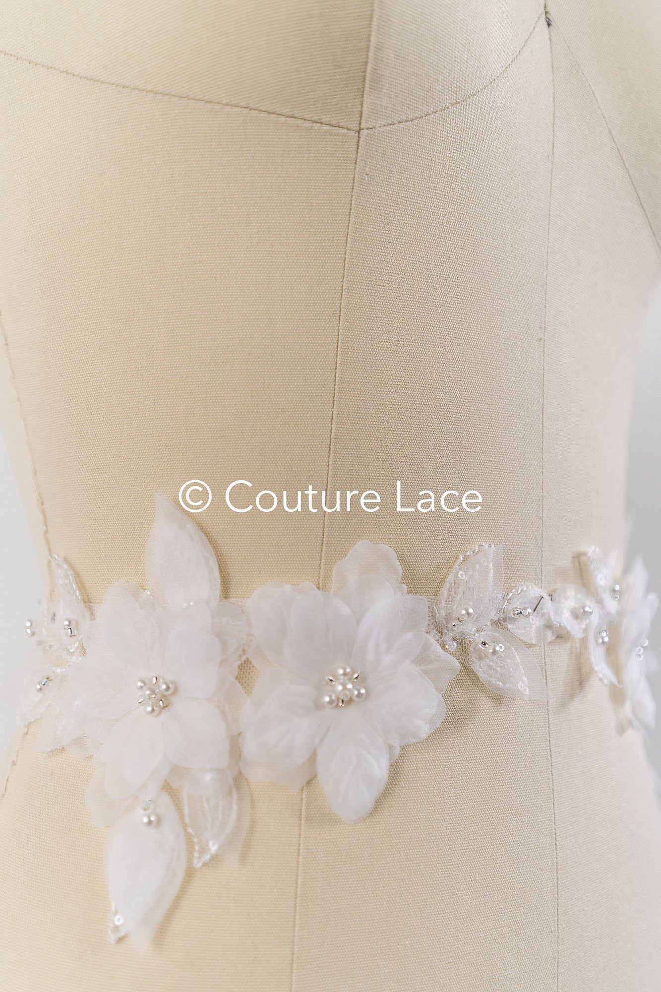 3D flower pearl appliqués for wedding dresses/ bridal lace pearl motifs // A25-482