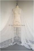 Hand-embroidered pearl lace with line design, luxurious bridal lace for wedding dresses // L25-118