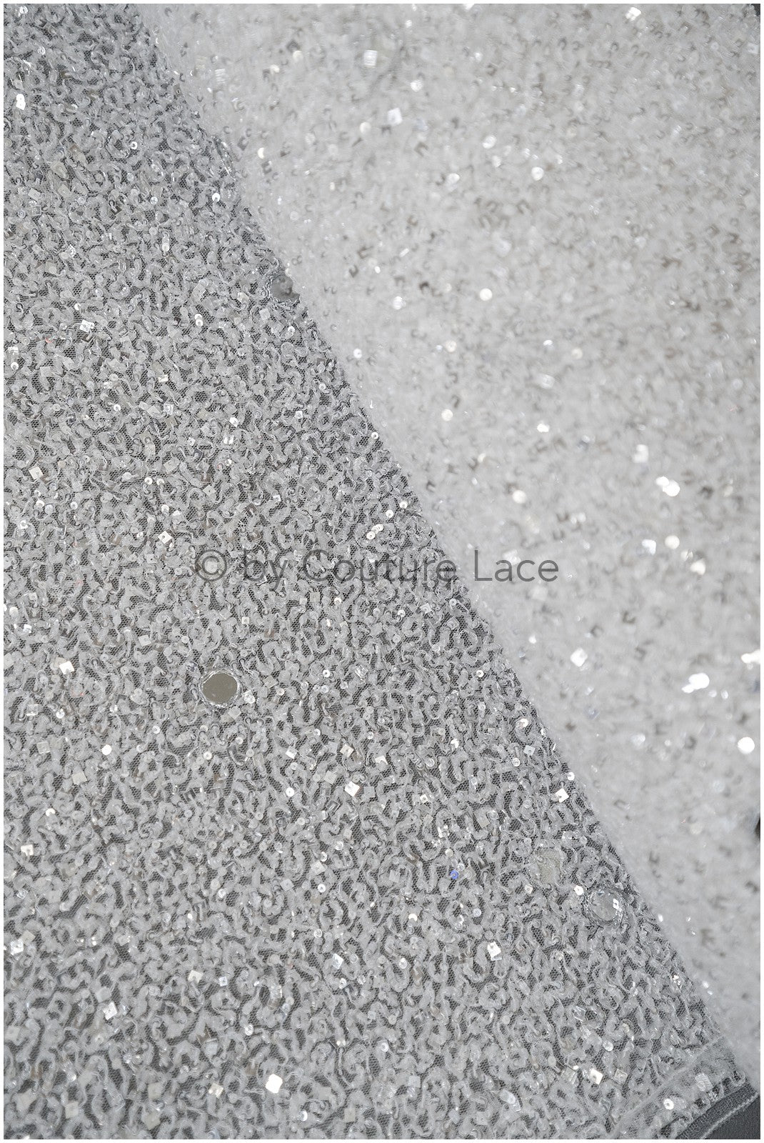 Couture Spitze mit Spiegeln und Pailletten für elegantes Design, Handbestickte Luxus Spitze // L25-128