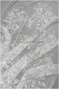 Romantic floral lace fabric/ embroidered floral lace off-white/ wedding dress lace/ rose lace fabric/ bridal lace// L25-031NT