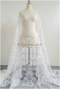 Soft embroidered bridal lace fabric, high-quality lace fabric for wedding dresses // L25-427