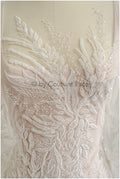 Couture-Spitzenstoff mit Perlen/ floraler Spitzenstoff mit Perlen/ perlenbesetzter Blumen-Spitzenstoff/ L22-506