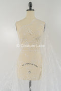 Soft embroidered bridal lace fabric with sequins and floral pattern// L25-003S