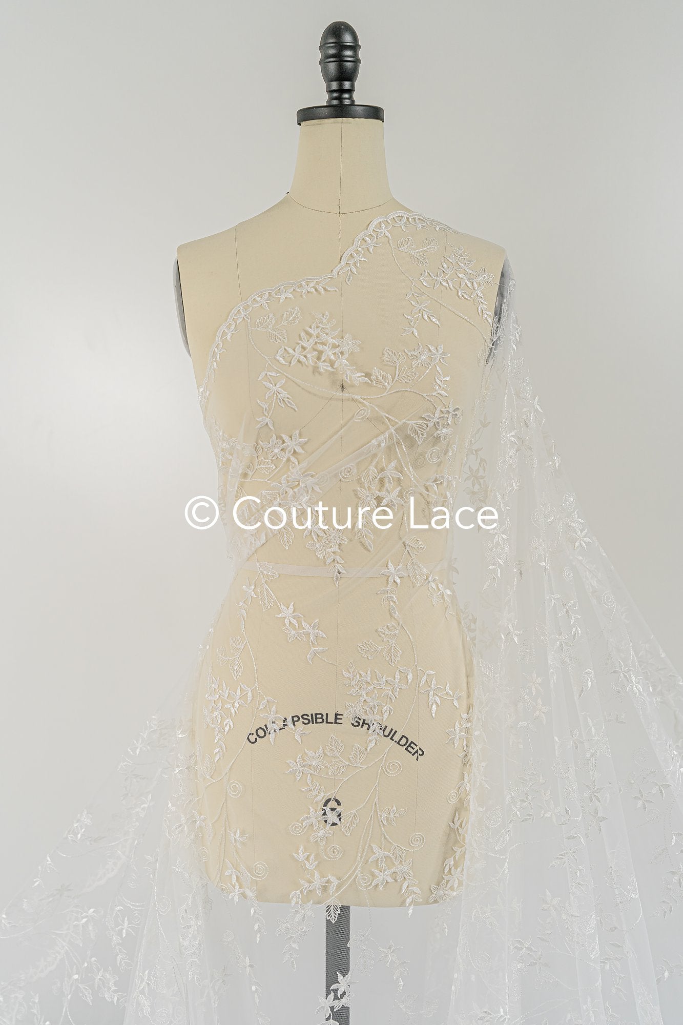 Soft embroidered bridal lace fabric with sequins and floral pattern// L25-003S