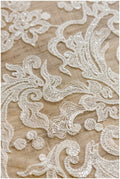 Floral Bridal Lace/ Bridal Lace Fabric with Sequins/ Off-White Bridal Lace/ Embroidered Wedding Lace/ Couture Lace/ L17-021B