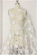 Perlen Spitzenstoff mit 3D-Blumen Off-White/ Couture Spitzenstoff/ Braut Spitzenstoff/ Perlen Spitze// L23-171A