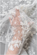 Handperlen-Brautspitze, 3D-Blumen-Spitzenstoff, luxuriöse schwere Perlen-Hochzeitskleid-Spitze, Designer-Couture-Spitze// L22-525(1E=85cm)