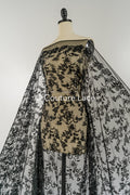 Abendkleid Spitze Stoff/ schwarze Spitze/ florale Abendkleider Spitze/ schwarze Couture Spitze// L25-007BLK
