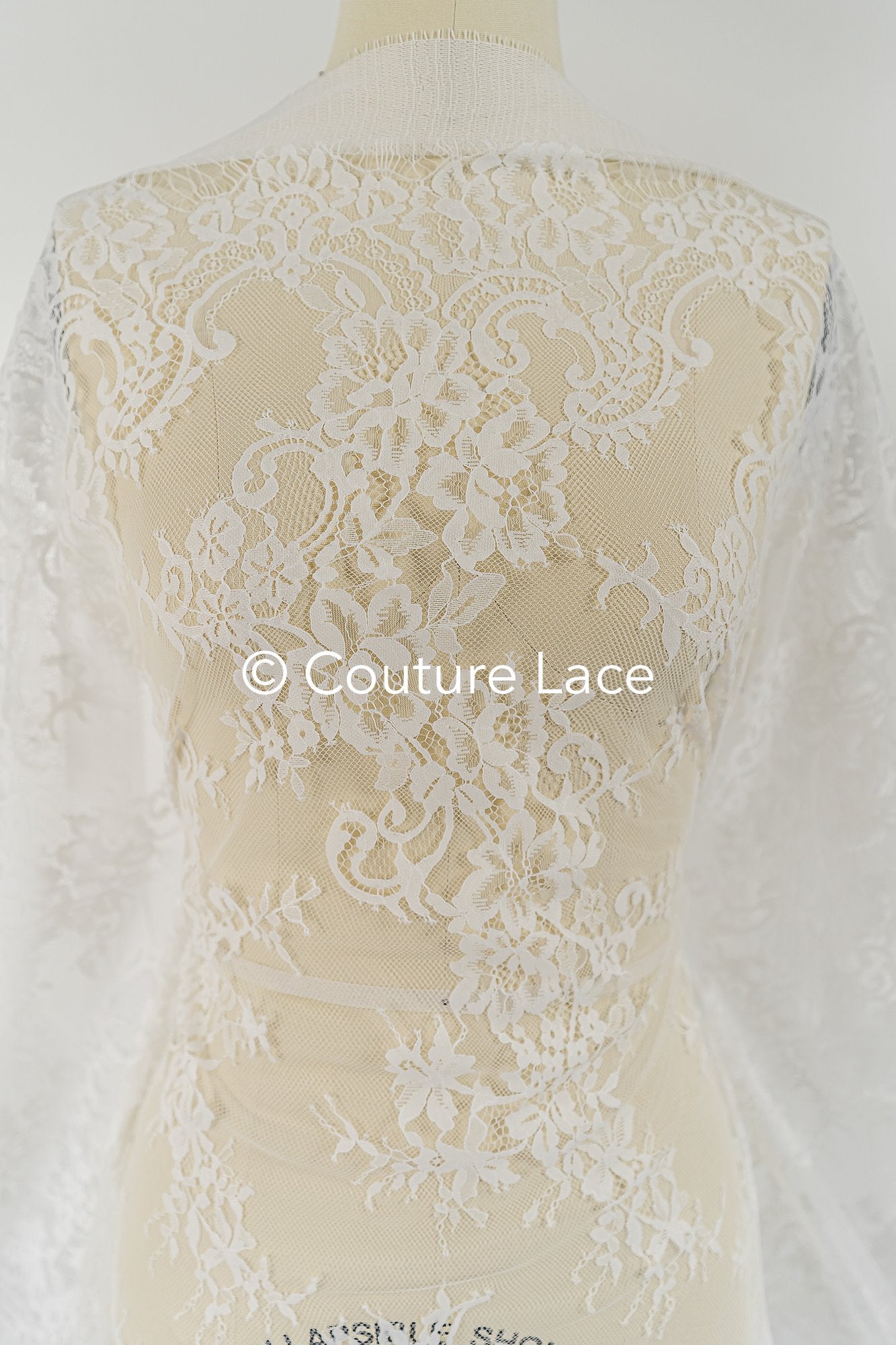 3 mètres de dentelle florale française / Dentelle florale française pour mariée // L25-752