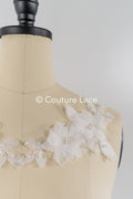 3D flower pearl appliqués for wedding dresses/ bridal lace pearl motifs // A25-482