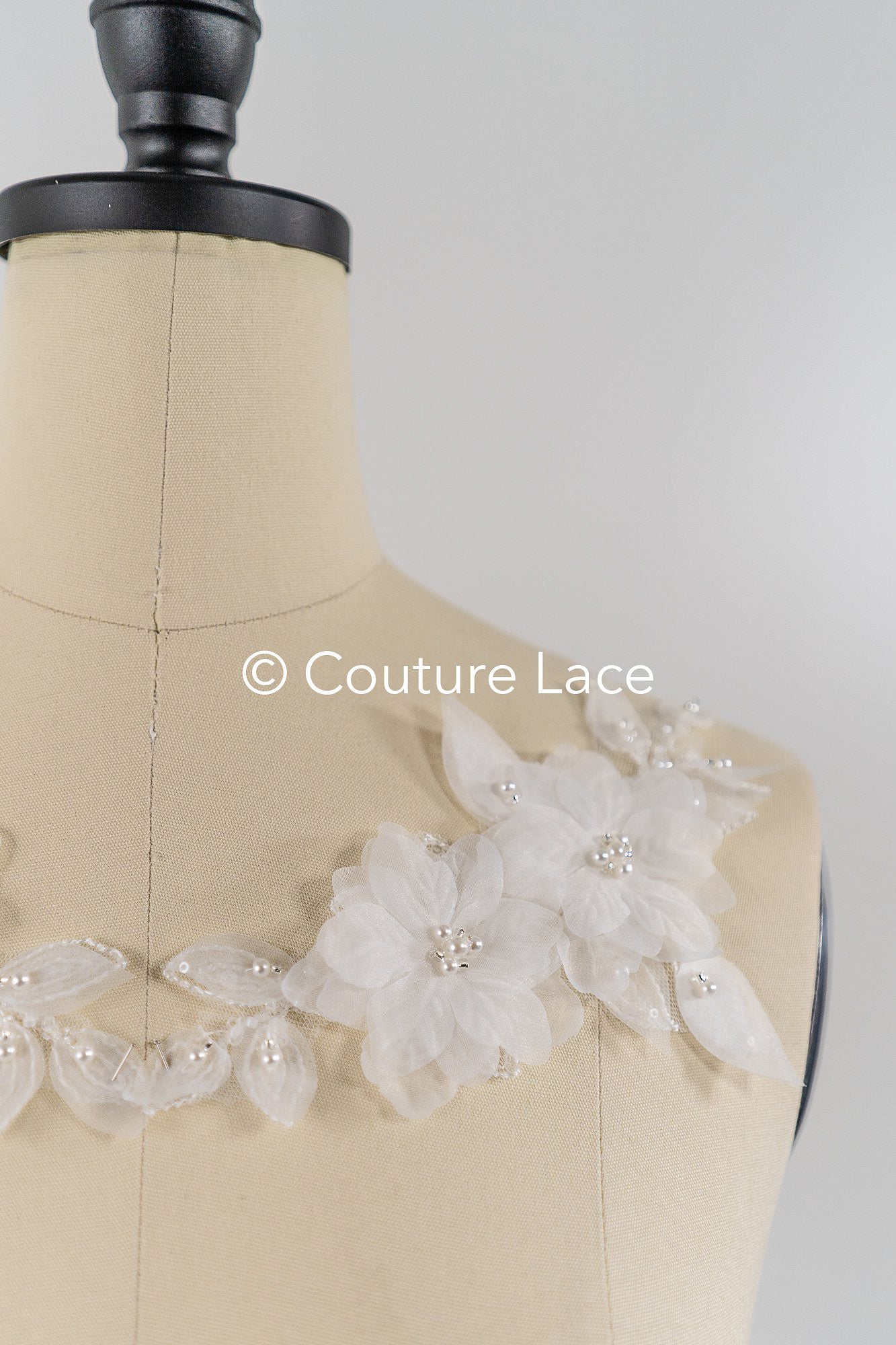 3D flower pearl appliqués for wedding dresses/ bridal lace pearl motifs // A25-482