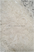 Brautspitze Borte mit Perlen & Pailletten/ Spitzenborte off-white / Braut Borte/ Spitzenborte für Brautkleid// T24-119