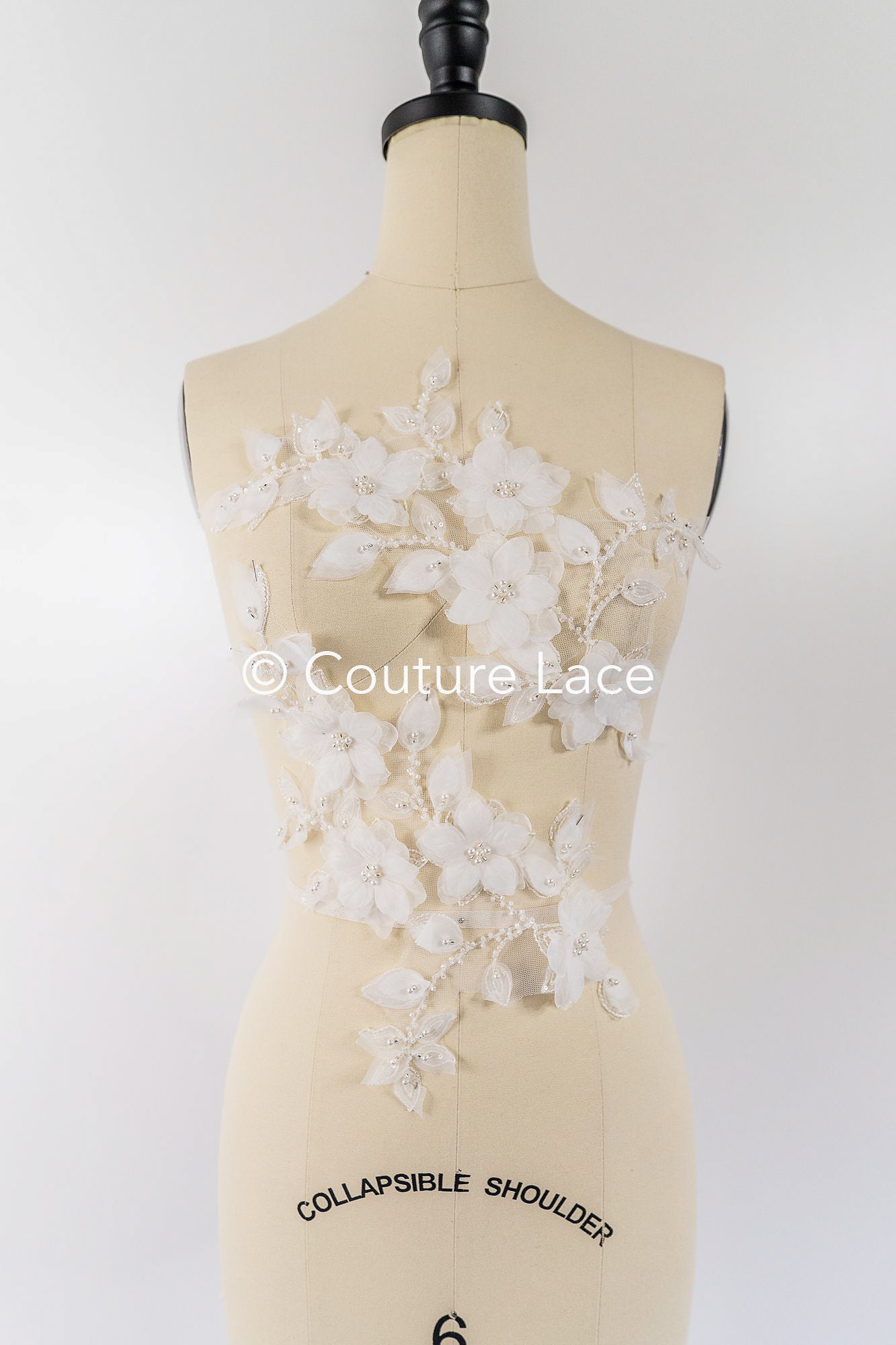 3D flower pearl appliqués for wedding dresses/ bridal lace pearl motifs // A25-481