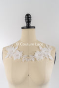 3D flower pearl appliqués for wedding dresses/ bridal lace pearl motifs // A25-482