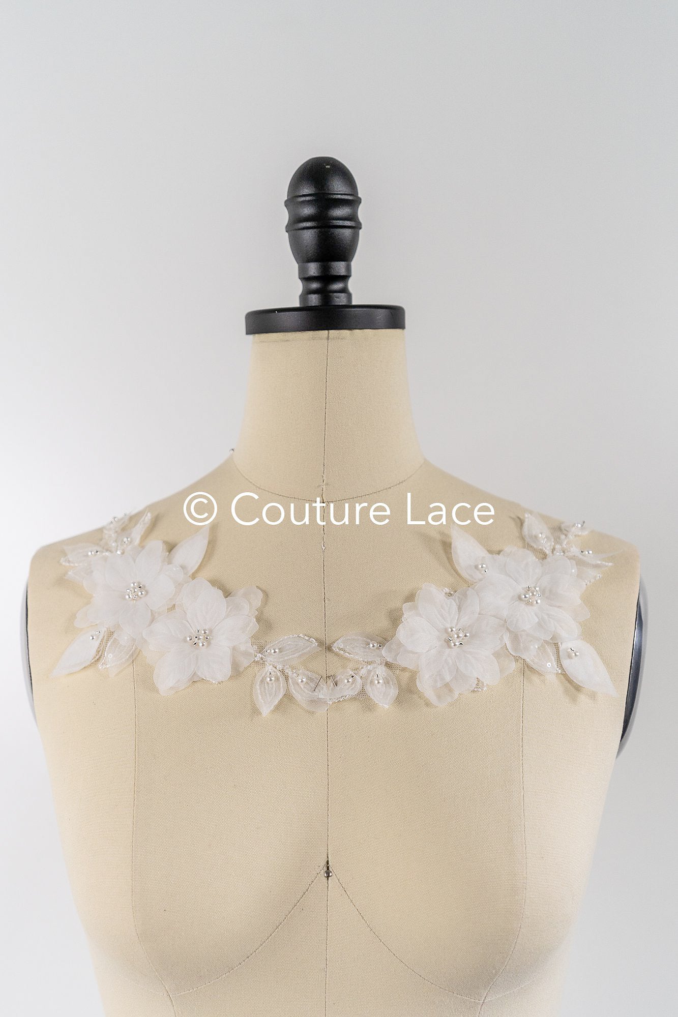 3D flower pearl appliqués for wedding dresses/ bridal lace pearl motifs // A25-482