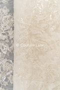 Florale perlenbestickte Brautspitze für Brautkleider // L25-092N