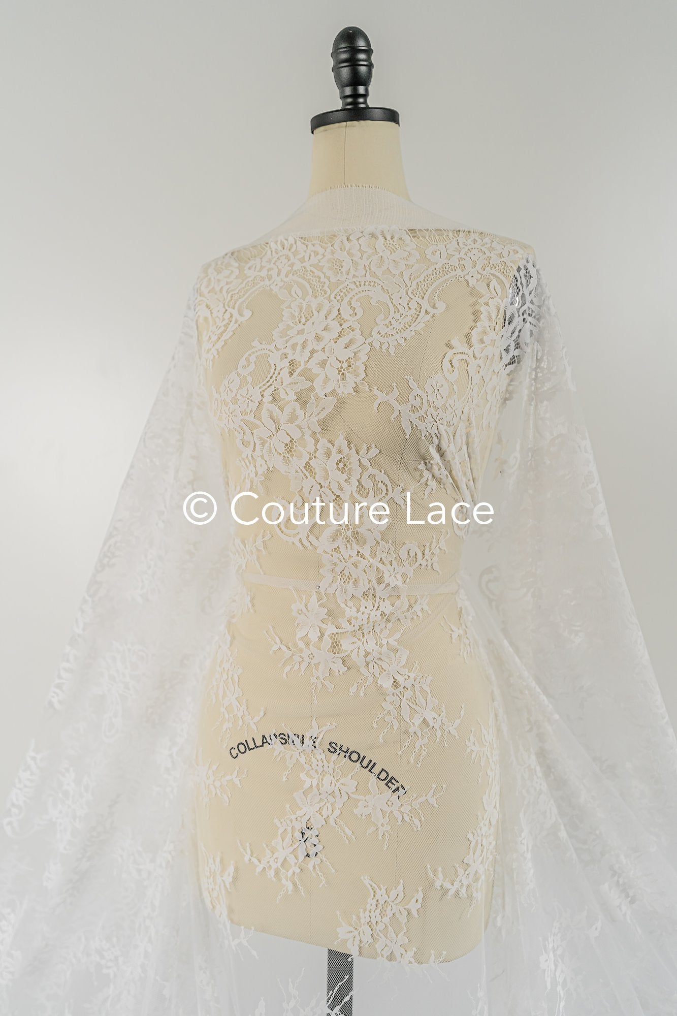 3 mètres de dentelle florale française / Dentelle florale française pour mariée // L25-752