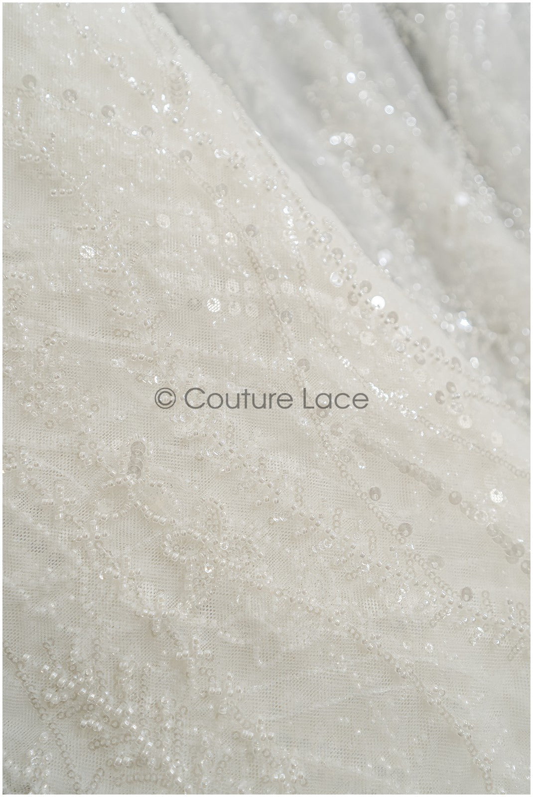 Perlen-Spitzenstoff/ Couture-Spitzenstoff/ Braut-Spitzenstoff/ Perlen-Spitze// L22-218B
