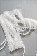 Brautspitze Borte mit Perlen & Pailletten/ Spitzenborte off-white / Braut Borte/ Spitzenborte für Brautkleid// T24-229