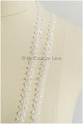 Brautspitze Borte mit Perlen & Pailletten/ Spitzenborte off-white / Braut Borte/ Spitzenborte für Brautkleid// T24-229